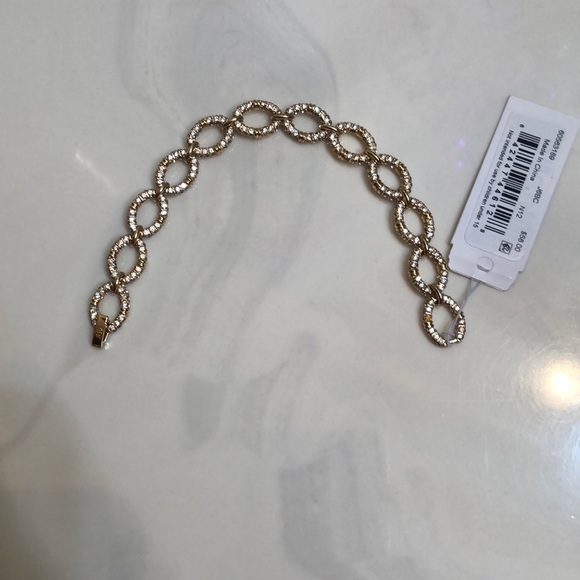 Lauren Ralph Lauren Gold Tone Pave Crystal Encrusted Oval Link Bracelet NWT - Picture 4 of 16